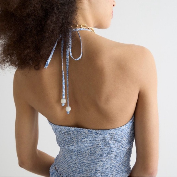 J.Crew NWT 💯% organic smocked halter top sz L - Picture 3 of 9